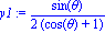 y1 := 1/2*sin(theta)/(cos(theta)+1)