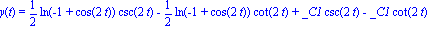 y(t) = 1/2*ln(-1+cos(2*t))*csc(2*t)-1/2*ln(-1+cos(2*t))*cot(2*t)+_C1*csc(2*t)-_C1*cot(2*t)