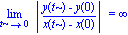 Limit(abs((y(t)-y(0))/(x(t)-x(0))), t = 0) = infinity
