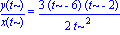 y(t)/x(t) = 3/2*(t-6)*(t-2)/t^2