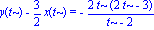 y(t)-3/2*x(t) = -2*t*(2*t-3)/(t-2)