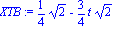 XTB := 1/4*2^(1/2)-3/4*t*2^(1/2)