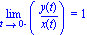 Limit(y(t)/x(t), t = 0, left) = 1