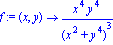 f := proc (x, y) options operator, arrow; x^4*y^4/(x^2+y^4)^3 end proc